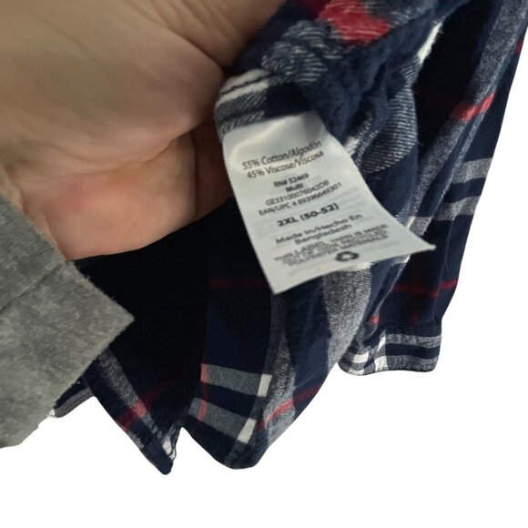 St. Johns Bay Men's Plaid Button-Up Shirt In Navy Red 2XL Cotton Blend Western - Picture 5 of 8